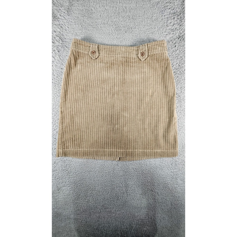 Vintage Eddie Bauer Corduroy Mini Skirt Size 10 Beige 100% Cotton 90s Y2K Preppy